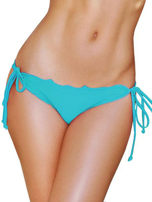 aqua scalloped tie side scrunch bikini bottom STS