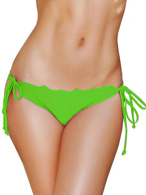 lime green scalloped tie side scrunch bikini bottom STS