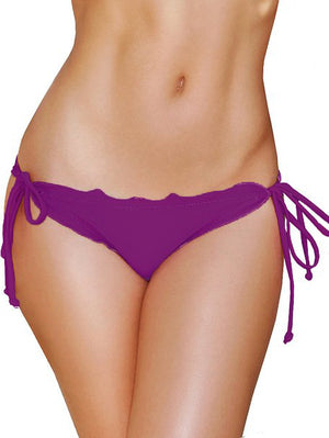 purple scalloped tie side scrunch bikini bottom STS