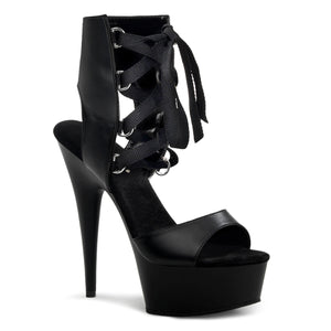 black open heel platform lace-up bootie with 6-inch heel DELIGHT-600-14