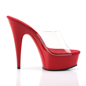 side view of red platform slide shoes 6-Inch spike heels DELIGHT-601-BR