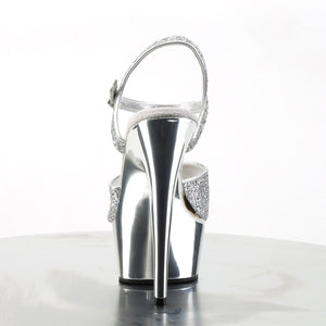 back of silver platform ankle strap glitter high heel sandal shoe DELIGHT-609G