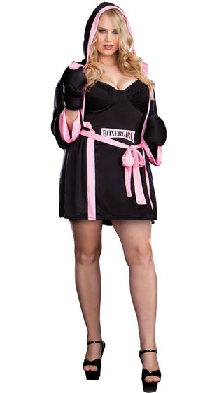 sexy plus size Boxer Girl costume with robe and boxing gloves 3760X