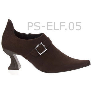 Brown suede women's elf costume shoes with 2-inch heel ELF-05