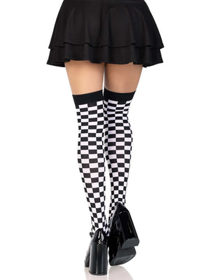 back of checkerboard thigh high stockings 6281