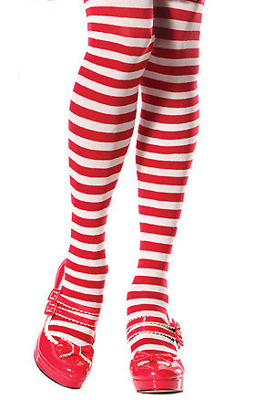 red and white Christmas thigh high stockings with red satin bow at top 6602