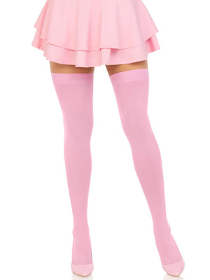 pink opaque thigh high stockings 6672