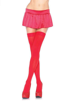 red opaque thigh high stockings 6672