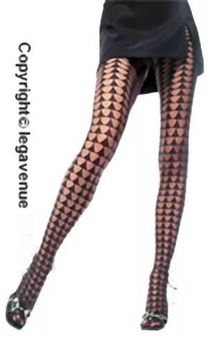 black sheer geometric triangles pantyhose 7237