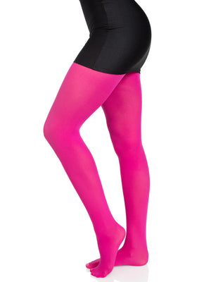 side view of fuchia pink classic opaque nylon tights 7300