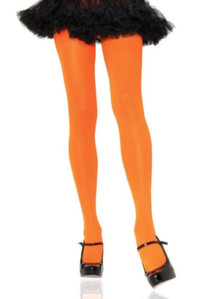 orange neon classic opaque nylon tights 7300