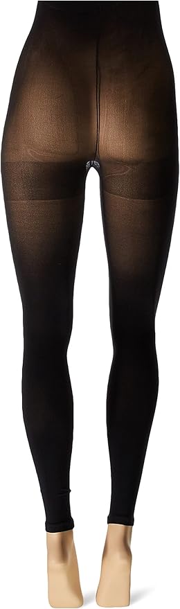 reverse view black spandex shredded back opaque footless tights no shoes 7331