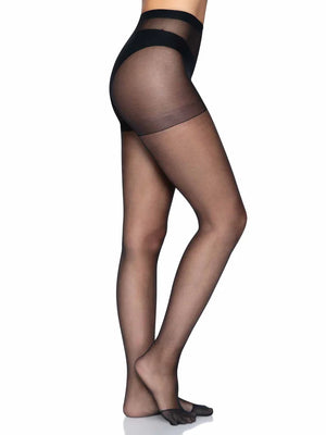 side view of black sheer pantyhose with backseam no shoes 9002