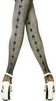 black fishnet pantyhose wih small bows up backseam 9135