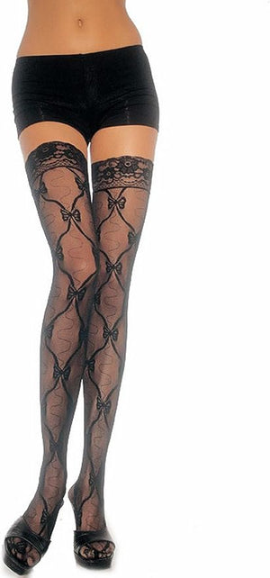 black lace thigh high stockings eith panty 9655