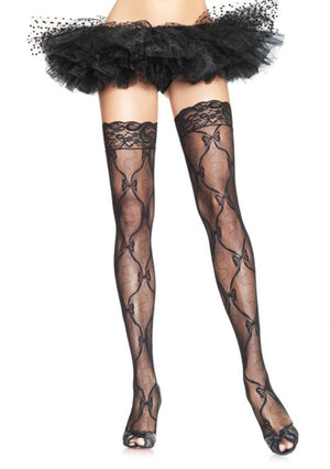 black lace thigh high stockings with skirt 9655