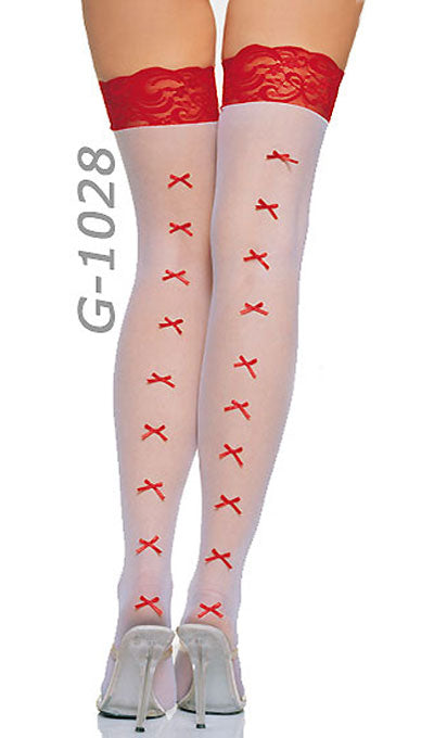 Sheer Stockings with Mini Bow Backseam 1028