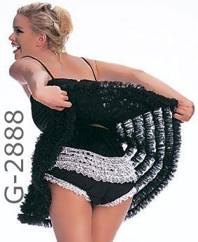 French Maid costume panty, black with white lace trim and ruffles 2888