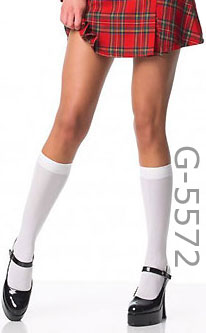 white  opaque Nylon knee high stockings 5572