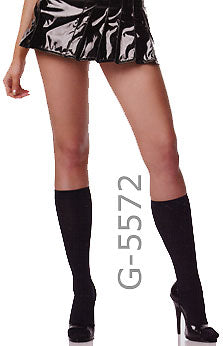 black  opaque Nylon knee high socks 5572