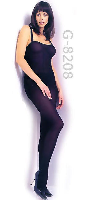 black sleeveless opaque bodystocking 8208