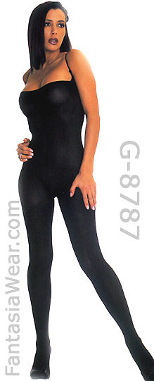 black opaque bodystocking lace-up back 8787