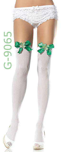 St. Patrick's Day white thigh high stockings 9065