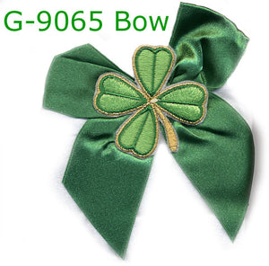 Irish stockings green satin bow and a lucky clover applique 9065