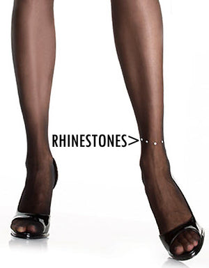 sheer thigh high stockings with Rhinestones anklet highlighted 9216