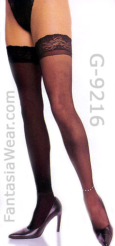 black sheer thigh high stockings with Rhinestones anklet 9216