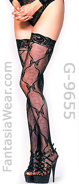 black lace thigh high stockings with shoes 9655