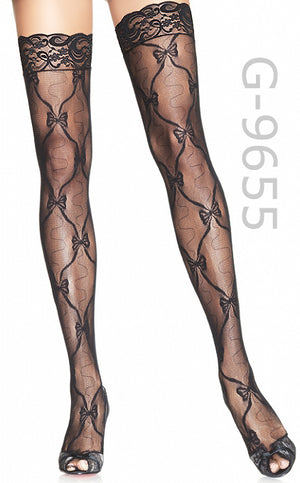 black lace thigh high stockings 9655