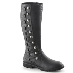 Men's black knee boots with button lace-up Gotham-109