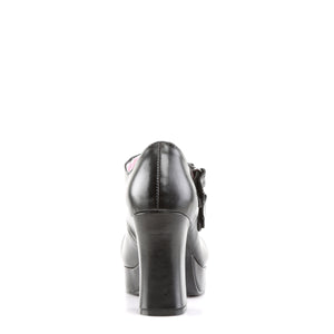 back of double strap Goth Mary Jane shoes, black vegan leather, 3.75-inch chunky heel GOTHIKA-09