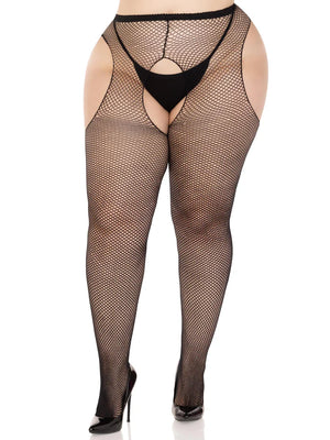 plus size black fishnet pantyhose 1402q