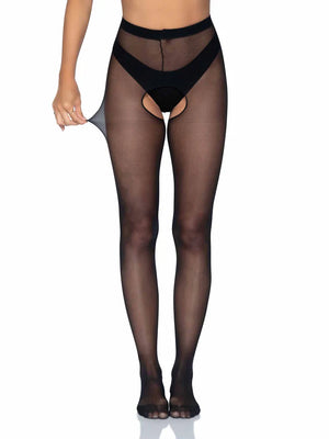 queen size sheer black crotchless pantyhose with high waist 1905q