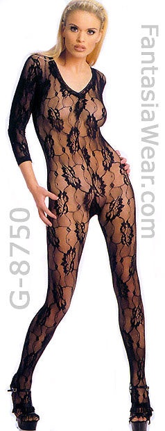 plus size black lace bodystocking 8750q