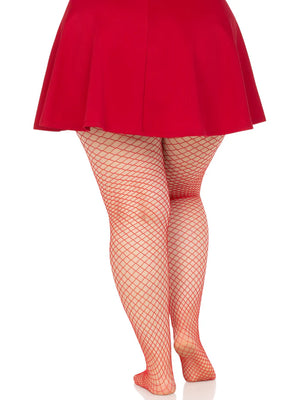 back of red plus size wide net pantyhose no shoes  9003X