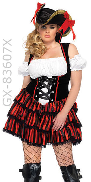 close up of plus size Shipwreck Pirate costume 83607