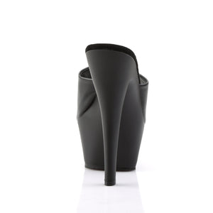 black faux leather high heel platform sandal, peep-toe slide with 6-inch spike heel Kiss-201