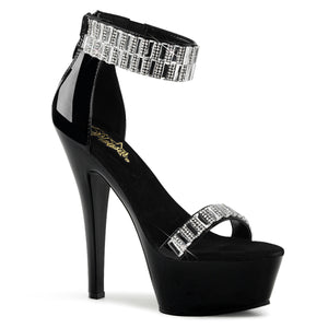 black closed back high heel sandal dress shoes with Rhinestones and mirrors KISS-269RS