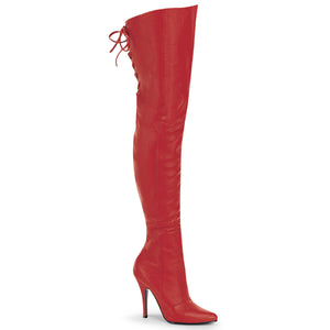 red leather thigh high boots with 5-inch spike heels Legend-8899