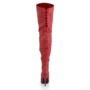 back of red leather thigh high boots with 5-inch spike heels Legend-8899