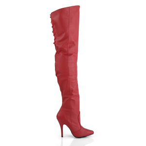 side view of red leather thigh high boots with 5-inch spike heels Legend-8899