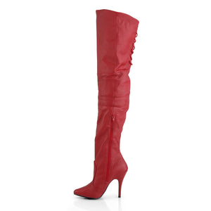 zipper of red leather thigh high boots with 5-inch spike heels Legend-8899