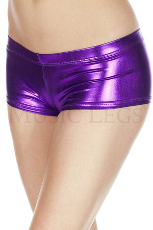 shiny purple metallic mini booty shorts 140