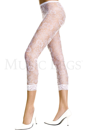 white floral lace sheer spandex leggings 35046