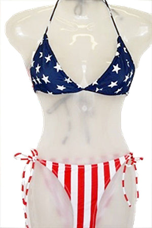 American Flag Side Tie Bikini Set 110397