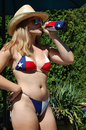 Texas bottle koozie with Texas flag string bikini 980088 