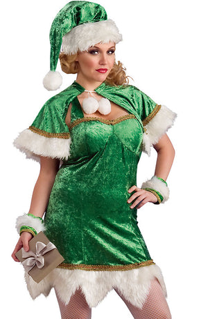 close up of Christmas 5-pc. elf costume green dress and accessories 17657